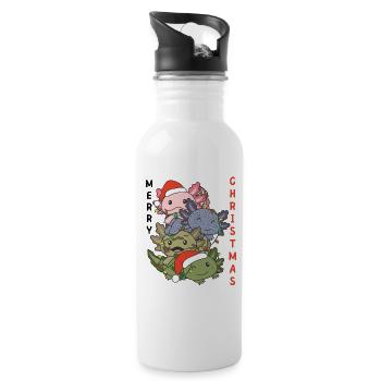 Axolotl Arbre de Noël Animaux de Noël Axolotls - Gourde avec paille intégrée - blanc - Droite