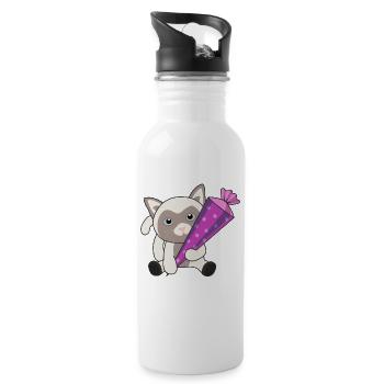 Kindergarten Cat School Kids School Bag Cute - Water bottle with straw - white - Right