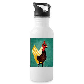 Funny Chicken Painting - Water bottle with straw - white - Right