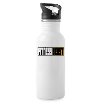 Motif du logo de la Bête du Fitness - Gourde avec paille intégrée - blanc - Droite