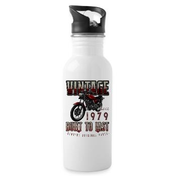 Moto Vintage Motard Moto Anniversaire 1979 - Gourde avec paille intégrée - blanc - Droite
