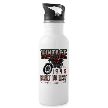 Vintage Moto Bikers Moto Anniversaire 1945 - Gourde avec paille intégrée - blanc - Droite