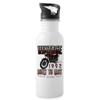 Vintage Motorrad Biker Motorrad Geburtstag 1992 - Trinkflasche mit integriertem Trinkhalm - Weiß - Rechts