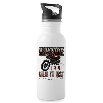 Vintage Motorrad Biker Motorrad Geburtstag 1941 - Trinkflasche mit integriertem Trinkhalm - Weiß - Rechts