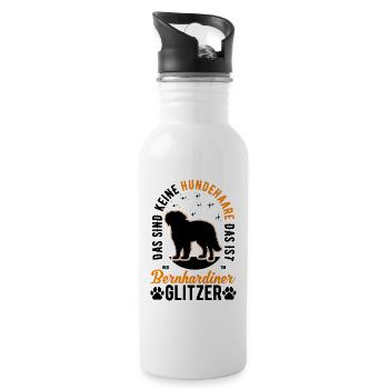 Bernhardiner Glitzer St. Bernhardshund - Trinkflasche mit integriertem Trinkhalm - Weiß - Rechts