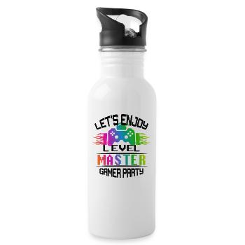 Level MASTER keep calm and game on - Trinkflasche mit integriertem Trinkhalm - Weiß - Rechts