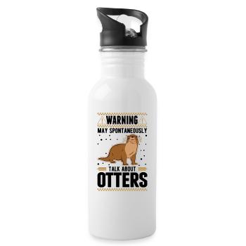 Warnung Otter Fischotter Seeotter - Trinkflasche mit integriertem Trinkhalm - Weiß - Rechts