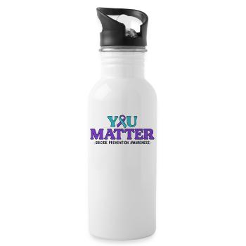 Suicide Prevention Awareness You Matter Teal - Water bottle with straw - white - Right