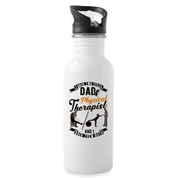 Physiotherapist Father Physiotherapy Papa Physio - Water bottle with straw - white - Right