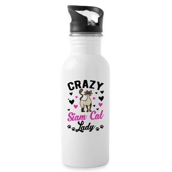 Crazy Siam Cat lady Siamese Cat Mama - Water bottle with straw - white - Right