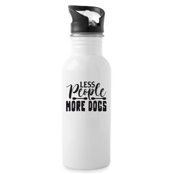 Fewer people more dogs - Water bottle with straw - white - Right