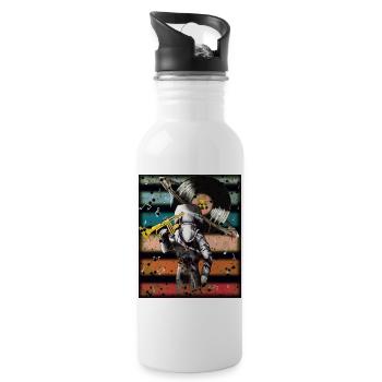 Astronaut Music Vinyl Art - Water bottle with straw - white - Right