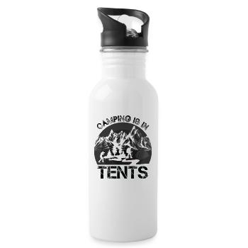Zelten ist Zelten Wandershirt - Trinkflasche mit integriertem Trinkhalm - Weiß - Rechts