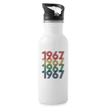 Cool Retro 1967, 55 Jahre alt, Geschenk zum 55. Geburtstag - Trinkflasche mit integriertem Trinkhalm - Weiß - Rechts