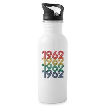 Cool Retro 1962, 60 ans, cadeau de 60e anniversaire - Gourde avec paille intégrée - blanc - Droite