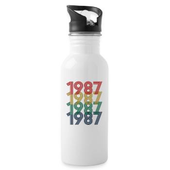 Cool Retro 1987, 35 ans, cadeau de 35e anniversaire - Gourde avec paille intégrée - blanc - Droite