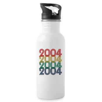 2004 Jahrgang 20. Geburtstag Männer Frauen 20 Jahre - Trinkflasche mit integriertem Trinkhalm - Weiß - Rechts