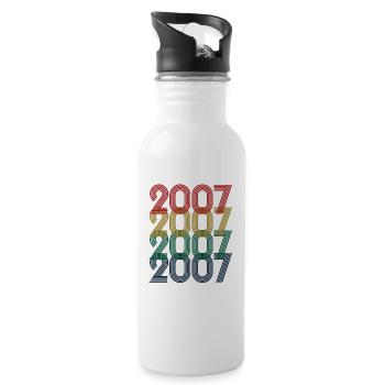 Cool Retro 2007, 16 Years Old, 16th Birthday Teens - Water bottle with straw - white - Right