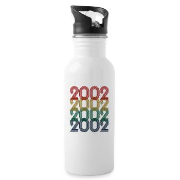 Cool Retro 2002, 21 Jahre alt, Geschenk zum 21. Geburtstag - Trinkflasche mit integriertem Trinkhalm - Weiß - Rechts