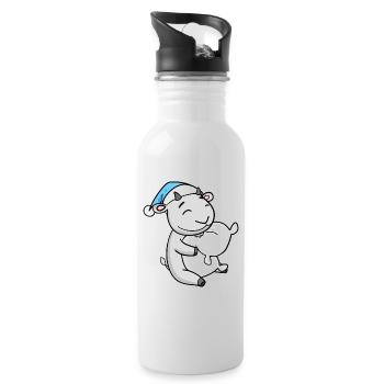 Goat Baby Domestic Goat - Water bottle with straw - white - Right