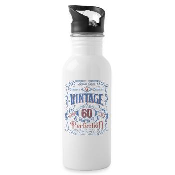 Vintage Crafted To Perfection 60th Birthday - Water bottle with straw - white - Right