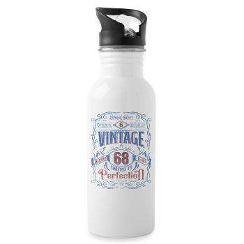 Vintage Crafted To Perfection 68th Birthday - Water bottle with straw - white - Right