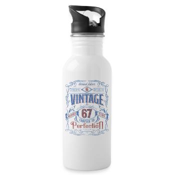 Vintage Crafted To Perfection 67th Birthday - Water bottle with straw - white - Right