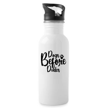 Dogs in front of guys - Water bottle with straw - white - Right
