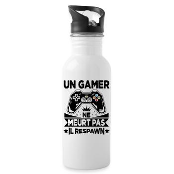 Un Gamer Ne Meurt Pas Il Respawn Cadeau Gamer - Gourde avec paille intégrée - blanc - Droite