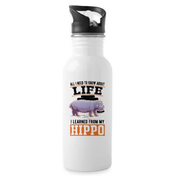 Hippo Gift Hippo Hippo Hippo - Water bottle with straw - white - Right