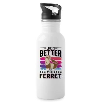 La vie est meilleure avec un Furet Frettchen - Gourde avec paille intégrée - blanc - Droite