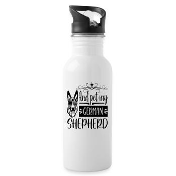 Alles was du brauchst ist Liebe und ein Hund - Trinkflasche mit integriertem Trinkhalm - Weiß - Rechts
