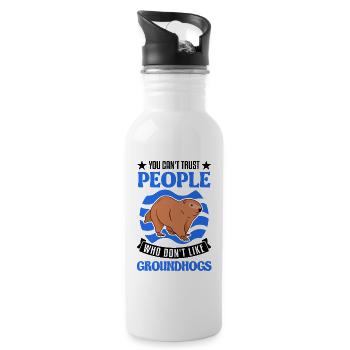 Murmeltier Groundhog Marmot Waldmurmeltier - Water bottle with straw - white - Right