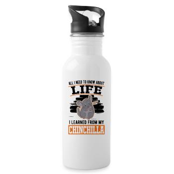 Chinchilla Spruch - Trinkflasche mit integriertem Trinkhalm - Weiß - Rechts