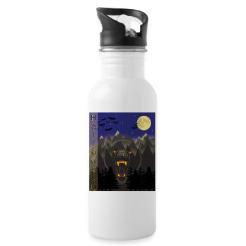 Halloween Geister Grizzly Bär - Trinkflasche mit integriertem Trinkhalm - Weiß - Rechts