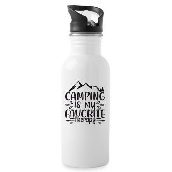Camping is my favorite therapy - Water bottle with straw - white - Right