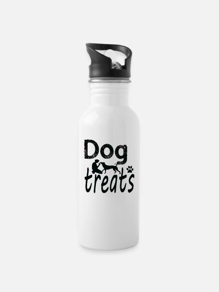 Dog Treats - Trinkflasche mit integriertem Trinkhalm - Weiß