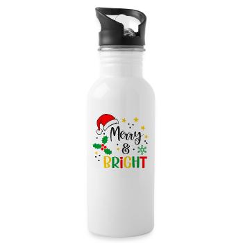 Ugly Christmas Cheerful and bright sayings - Water bottle with straw - white - Right