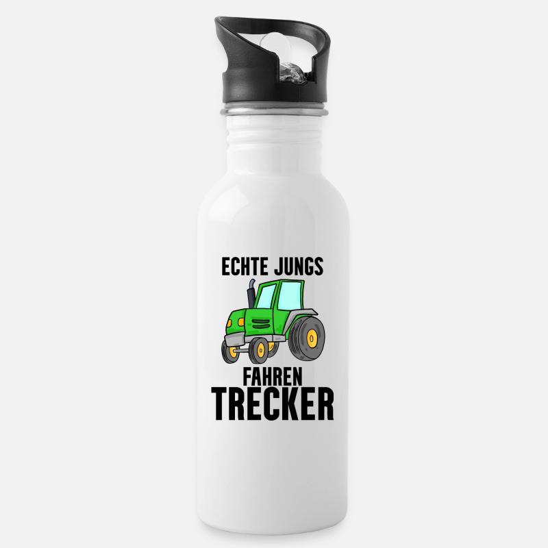 Trecker Bauer Landwirt Traktor Junge Geschenk - Trinkflasche mit integriertem Trinkhalm - Weiß