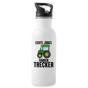 Trecker Bauer Landwirt Traktor Junge Geschenk - Trinkflasche mit integriertem Trinkhalm - Weiß - Rechts