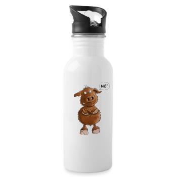 Nö Wildschwein I Statement Wildtiere - Trinkflasche mit integriertem Trinkhalm - Weiß - Rechts