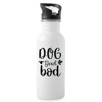 Dog Papa Bod - Water bottle with straw - white - Right