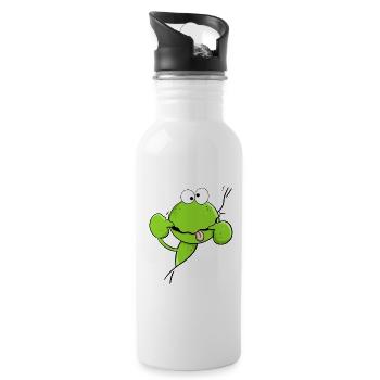 Cheeky Quak Frog I Frog Cartoon MODARTIS - Water bottle with straw - white - Right