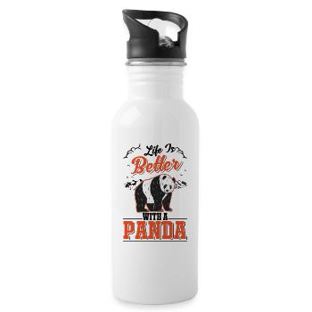 Life is better with a Panda - Water bottle with straw - white - Right