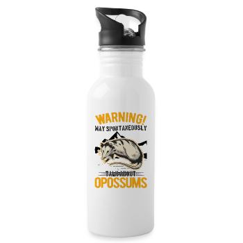 Opossum Geschenk Possum Beutelratte - Trinkflasche mit integriertem Trinkhalm - Weiß - Rechts