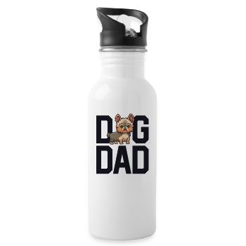 Yorkie Dog Dad Yorkshire Terrier Lover Father - Water bottle with straw - white - Right