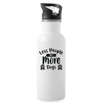 Fewer people more dogs - Water bottle with straw - white - Right
