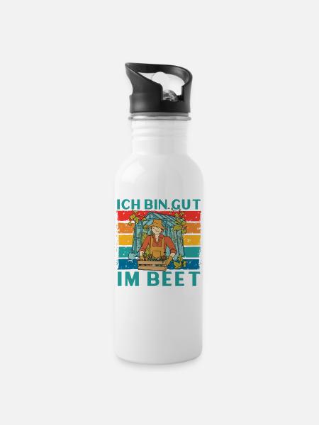 Ich Bin Gut Im Beet - Trinkflasche mit integriertem Trinkhalm - Weiß