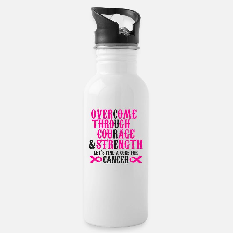 Breast Cancer Awareness - Water bottle with straw - white