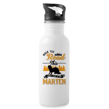 Marten Gift Mink Badger Tree Marten - Water bottle with straw - white - Right